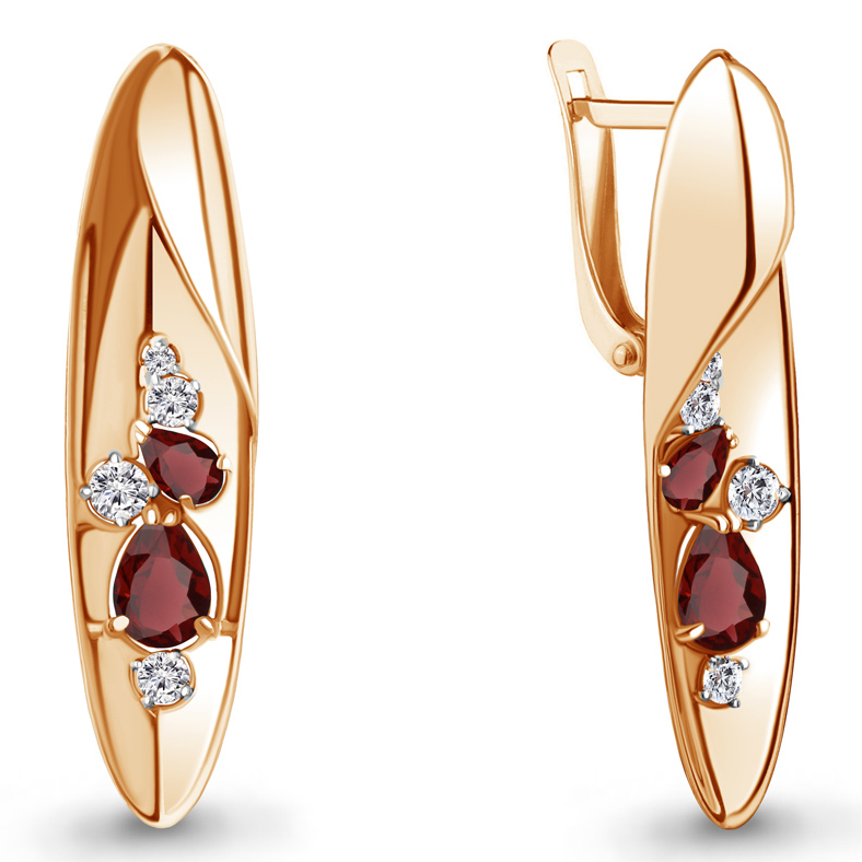Серьги, серебро, гранат, 4760903А.6